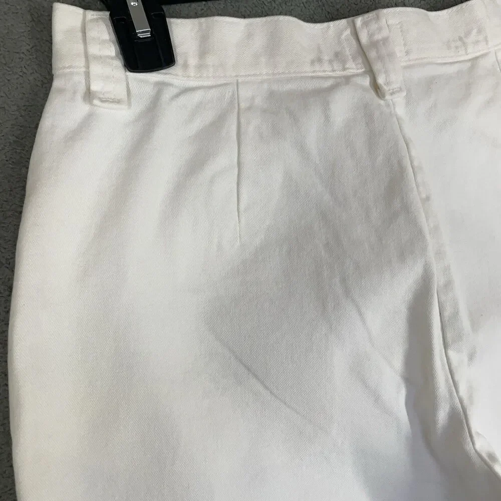Riders Casuals White Denim Bermuda Shorts High Waist Cuffed Women's 10M Cotton - Picture 11 of 13